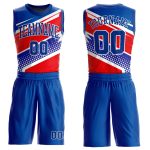 Custom Name and Number Basketball Jersey Suit - Personalized Royal Red Round Neck Sublimation Design Personalized Royal Royal-Red