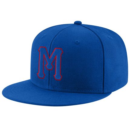Custom Name and Number Adjustable Snapback Hat - Personalized Royal Red Stitched Team Cap Personalized Royal Royal-Red Stitched