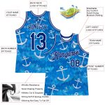 Personalized Authentic Basketball Jersey with 3D Pattern Design, Custom Name & Number - Royal Royal-White Anchors Team Personalized