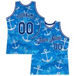 Personalized Authentic Basketball Jersey with 3D Pattern Design, Custom Name & Number - Royal Royal-White Anchors Team Personalized