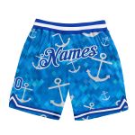 Custom Name and Number Personalized Royal-White 3D Anchor Basketball Shorts Authentic Team Gear Personalized Royal Royal-White