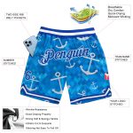 Custom Name and Number Personalized Royal-White 3D Anchor Basketball Shorts Authentic Team Gear Personalized Royal Royal-White
