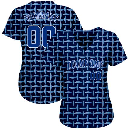 Custom Name and Number Authentic Baseball Jersey - Personalized Royal White 3D Pattern Design Personalized Royal Royal-White