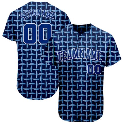 Custom Name and Number Authentic Baseball Jersey - Personalized Royal White 3D Pattern Design Personalized Royal Royal-White