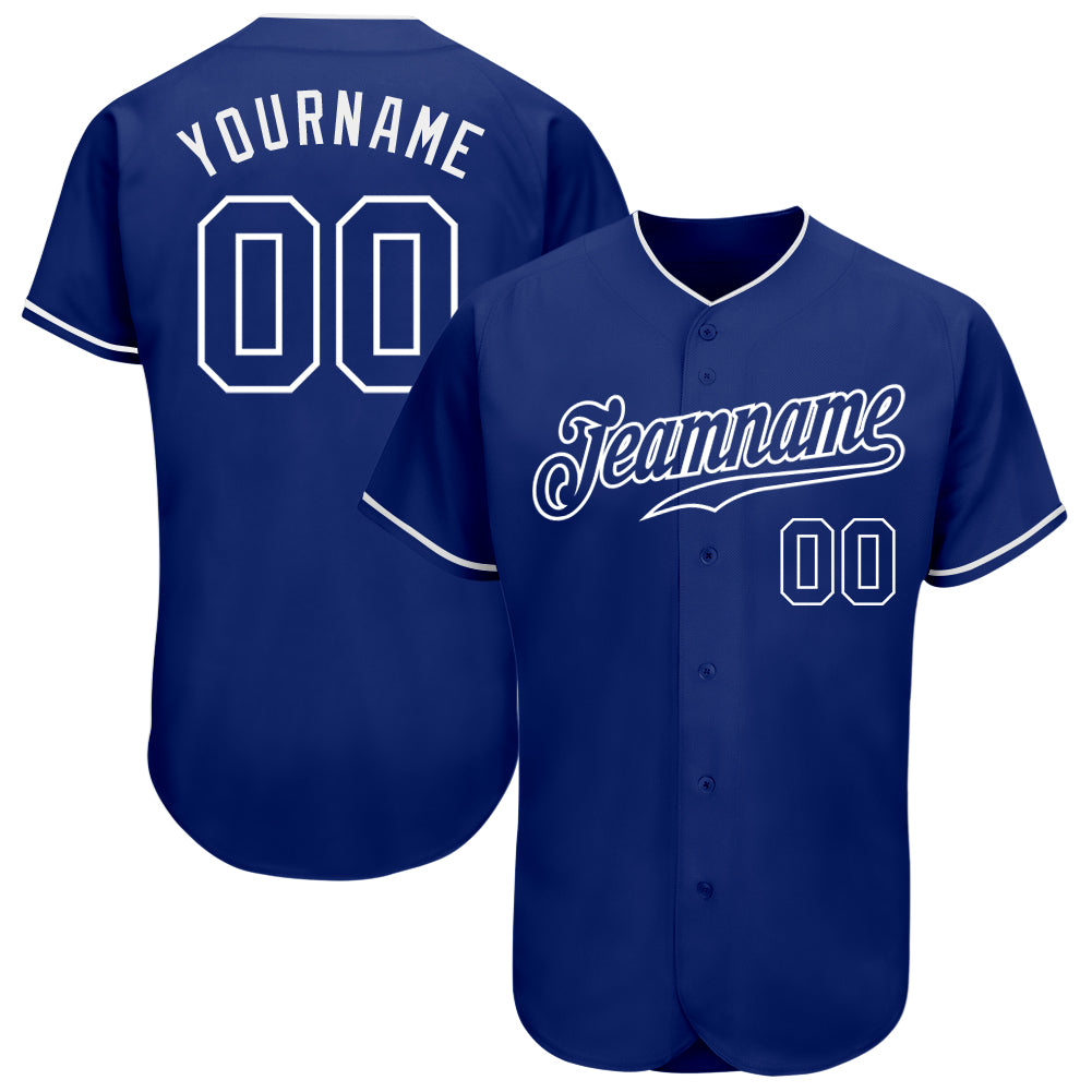 Personalized Authentic Baseball Jersey - Royal White Team Spirit Apparel Personalized Royal Royal-White Authentic Baseball