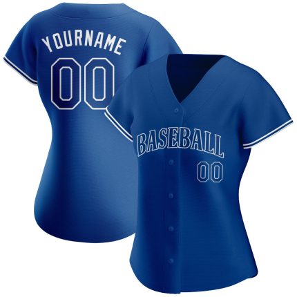 Custom Name & Number Baseball Jersey - Personalized Royal White Authentic Team Jersey Personalized Royal Royal-White Authentic