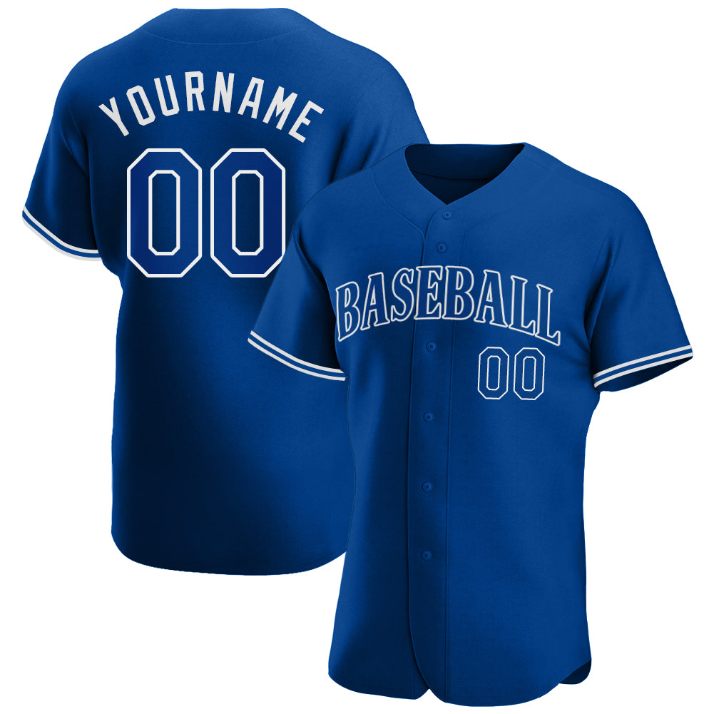 Custom Name & Number Baseball Jersey - Personalized Royal White Authentic Team Jersey Personalized Royal Royal-White Authentic