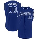 Custom Name and Number Personalized Royal-White Sleeveless Baseball Jersey - Authentic Team Gear Personalized Royal Royal-White