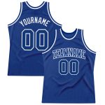 Custom Name and Number Personalized Authentic Royal White Basketball Jersey - Throwback Team Design Personalized Royal Royal-White