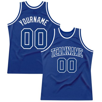 Custom Name and Number Personalized Authentic Royal White Basketball Jersey - Throwback Team Design Personalized Royal Royal-White