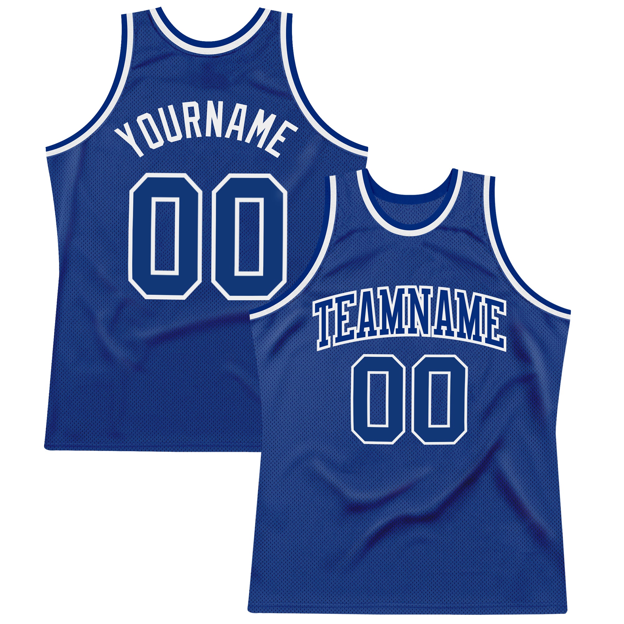Custom Name and Number Personalized Authentic Royal White Basketball Jersey - Throwback Team Design Personalized Royal Royal-White