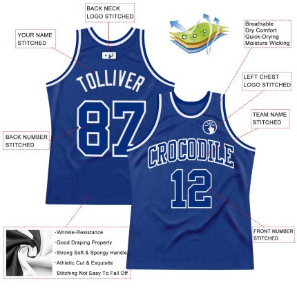 Custom Name and Number Personalized Authentic Royal White Basketball Jersey - Throwback Team Design Personalized Royal Royal-White