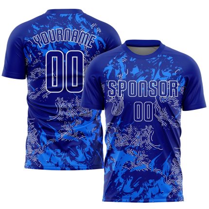 Personalized Royal White Soccer Jersey - Custom Sublimation Uniform for Team Sports Personalized Royal Royal-White Sublimation
