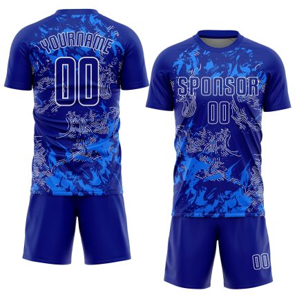 Personalized Royal White Soccer Jersey - Custom Sublimation Uniform for Team Sports Personalized Royal Royal-White Sublimation