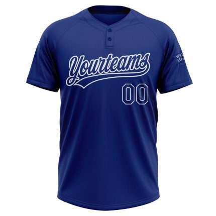 Custom Name and Number Unisex Softball Jersey - Personalized Royal White Two-Button Team Jersey Personalized Royal Royal-White