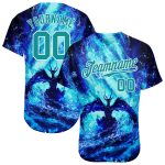 Custom Name Number Water Dragon Baseball Jersey - Personalized Royal Teal-White 3D Pattern Design Personalized Royal Teal-White