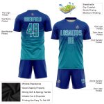 Custom Team Soccer Jersey with Personalized Name and Number - Royal Teal-White Sublimation Uniform Personalized Royal Teal-White