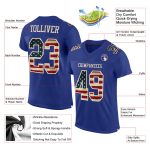 Custom Name & Number Vintage USA Flag Football Jersey - Personalized Cream Mesh Authentic Team Apparel Personalized Royal