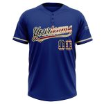 Personalized Vintage USA Flag Softball Jersey Unisex Two-Button Team Custom Name & Number - City Cream Personalized Royal