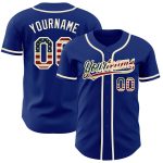 Custom Name and Number Vintage USA Flag Baseball Jersey - Personalized Cream Team Apparel Personalized Royal Vintage USA