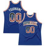 Personalized Vintage USA Flag Basketball Jersey - Custom Name & Number, Authentic Cream Design Personalized Royal Vintage