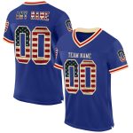 Personalized Vintage USA Flag Football Jersey Custom Name & Number Cream-Red Mesh Authentic Team Wear Personalized Royal