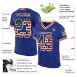 Personalized Vintage USA Flag Football Jersey Custom Name & Number Cream-Red Mesh Authentic Team Wear Personalized Royal