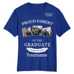 Custom Name and Number 3D Graduation T-Shirt - Personalized Royal White Performance Tee Personalized Royal White 3D Graduation