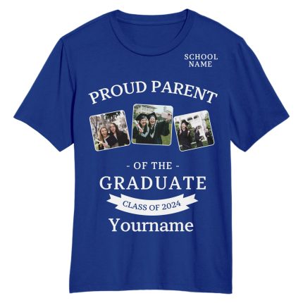 Custom Name and Number 3D Graduation T-Shirt - Personalized Royal White Performance Tee Personalized Royal White 3D Graduation