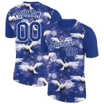 Custom Animal Crane Performance T-Shirt with Personalized Name and Number - Royal White 3D Pattern Design Personalized Royal