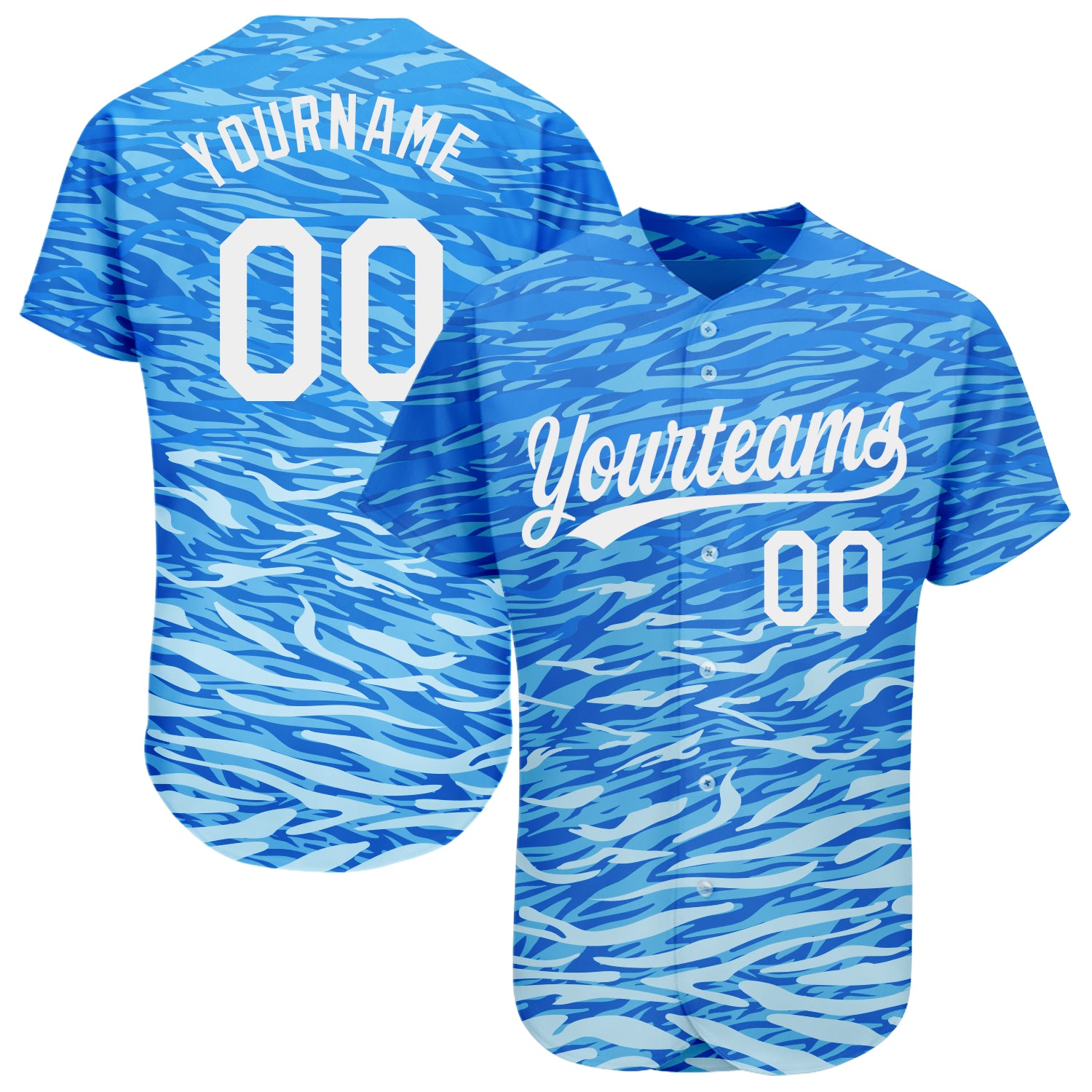 Custom Name and Number Authentic Baseball Jersey - Personalized Royal White 3D Pattern Design Personalized Royal White 3D