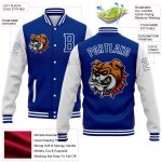 Custom Name and Number Bomber Varsity Jacket - Personalized Royal White 3D Pattern Full-Snap Letterman дизайн Personalized