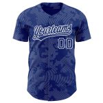 Custom Name and Number Baseball Jersey with 3D Pattern Design in Royal White - Authentic Team Apparel Personalized Royal