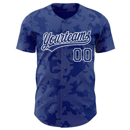 Custom Name and Number Baseball Jersey with 3D Pattern Design in Royal White - Authentic Team Apparel Personalized Royal