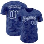 Custom Name and Number Baseball Jersey with 3D Pattern Design in Royal White - Authentic Team Apparel Personalized Royal
