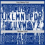Custom Name and Number Baseball Jersey - Personalized Royal White 3D Dripping Splatter Art Design Personalized Royal White