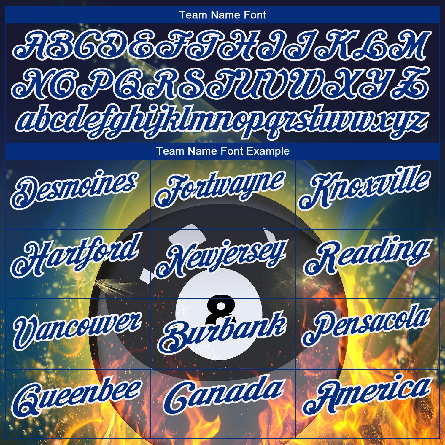 Personalized Royal White 3D Pattern Design Flame Billiards 8 Ball Performance Polo Shirt Team Custom Name and Number Custom Name Number Performance Polo Shirt - Personalized 3D Flame Design Royal White Billiards 8 Ball Personalized Royal - Image 3