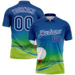 Custom Name Number Golf Polo Shirt with 3D Pattern Design - Personalized Royal White Performance Shirt Personalized Royal