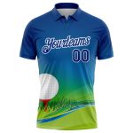 Custom Name Number Golf Polo Shirt with 3D Pattern Design - Personalized Royal White Performance Shirt Personalized Royal