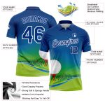 Custom Name Number Golf Polo Shirt with 3D Pattern Design - Personalized Royal White Performance Shirt Personalized Royal