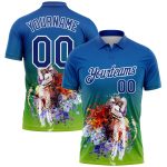 Custom Name and Number Golf Polo Shirt - Personalized 3D Pattern Design in Royal White - Performance Golfing Apparel Personalized