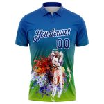 Custom Name and Number Golf Polo Shirt - Personalized 3D Pattern Design in Royal White - Performance Golfing Apparel Personalized