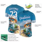 Custom Name and Number Hawaii Style Cat Beach Sunbathes Performance T-Shirt - Personalized Royal White 3D Pattern Design