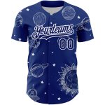 Custom Name and Number Personalized Royal White 3D Planets Baseball Jersey - Authentic Team Apparel Personalized Royal White