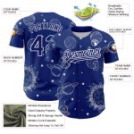 Custom Name and Number Personalized Royal White 3D Planets Baseball Jersey - Authentic Team Apparel Personalized Royal White