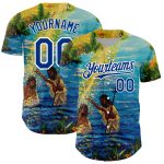 Personalized Jesus Christ 3D Pattern Baseball Jersey with Custom Name and Number - Royal White Team Apparel Personalized