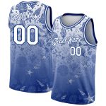 Custom Name and Number Basketball Jersey with 3D Seashells and Starfishes Design - Personalized Royal White Team Jersey Personalized
