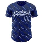 Custom Name and Number Personalized Baseball Jersey, Royal White 3D Pattern Design with Slant Lines Personalized Royal White