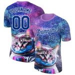 Personalized Space Astronaut T-Shirt with Custom Name & Number, Royal White 3D Pattern Design - Performance Tee Personalized
