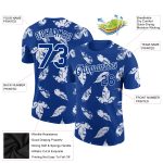 Custom Tropical Palm Leaf Performance T-Shirt with 3D Pattern, Personalized Team Name and Number - Royal White Design Personalized